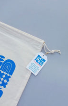 Load image into Gallery viewer, Large Cotton Drawstring Pouch - Blue Grid