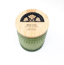 Load image into Gallery viewer, Bad Ass: Sage Thyme Cedarwood Soy Candle in Green Glass