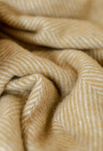 Load image into Gallery viewer, Recycled Wool Blanket- Golden-Yellow Herringbone