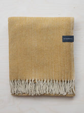 Load image into Gallery viewer, Recycled Wool Blanket- Golden-Yellow Herringbone