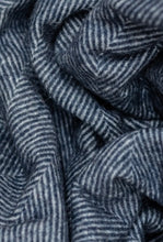 Load image into Gallery viewer, Recycled Wool Blanket- Navy Blue Herringbone