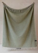 Load image into Gallery viewer, Recycled Wool Blanket- Olive Herringbone