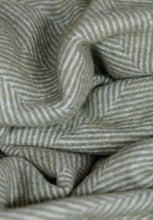 Load image into Gallery viewer, Recycled Wool Blanket- Olive Herringbone