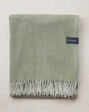 Load image into Gallery viewer, Recycled Wool Blanket- Olive Herringbone