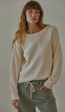 Load image into Gallery viewer, Knit Sweater Crew Neck Long Sleeve Pullover Top- Ivory