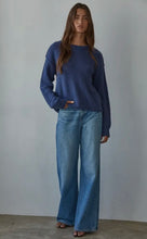 Load image into Gallery viewer, Knit Sweater Crew Neck Long Sleeve Pullover Top- Navy