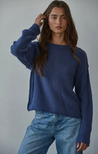 Load image into Gallery viewer, Knit Sweater Crew Neck Long Sleeve Pullover Top- Navy