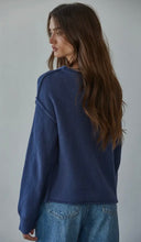 Load image into Gallery viewer, Knit Sweater Crew Neck Long Sleeve Pullover Top- Navy