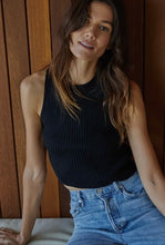 Load image into Gallery viewer, Knit Sweater Crew Neck Sleeveless Crop Top- Black