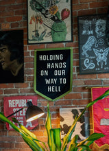 Load image into Gallery viewer, Holding Hands On Our Way To Hell Camp Flag • John Moreland X Oxford Pennant