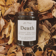 Load image into Gallery viewer, Death Tarot Card Candle - Black Wax Soy Candle, Sandalwood - Good Judy (.com)
