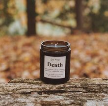 Load image into Gallery viewer, Death Tarot Card Candle - Black Wax Soy Candle, Sandalwood - Good Judy (.com)