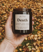 Load image into Gallery viewer, Death Tarot Card Candle - Black Wax Soy Candle, Sandalwood - Good Judy (.com)
