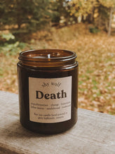 Load image into Gallery viewer, Death Tarot Card Candle - Black Wax Soy Candle, Sandalwood - Good Judy (.com)