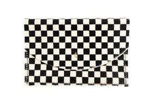 Load image into Gallery viewer, Envelope Pouch - Black + White Checkered Hair on Hide - Good Judy (.com)
