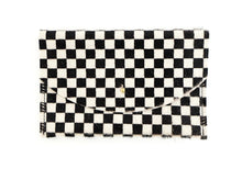 Load image into Gallery viewer, Envelope Pouch - Black + White Checkered Hair on Hide - Good Judy (.com)