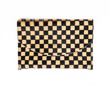 Load image into Gallery viewer, Envelope Pouch - Tan Checkered Hair on Hide - Good Judy (.com)
