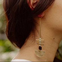 Load image into Gallery viewer, Esen - Long Pendulum Brass and Bead Earring - Good Judy (.com)
