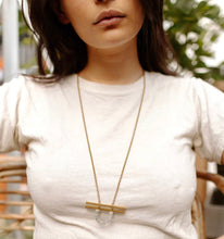 Load image into Gallery viewer, Olu Necklace - hand stamped brass and vinyl beads - Good Judy (.com)