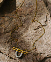 Load image into Gallery viewer, Olu Necklace - hand stamped brass and vinyl beads - Good Judy (.com)