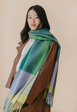 Load image into Gallery viewer, Oversized Lambswool Scarf- in Green Edge Check - Good Judy (.com)