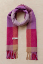 Load image into Gallery viewer, Oversized Lambswool Scarf- in Magenta Edge Check - Good Judy (.com)