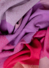 Load image into Gallery viewer, Oversized Lambswool Scarf- in Magenta Edge Check - Good Judy (.com)