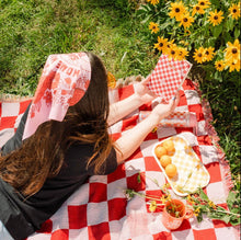 Load image into Gallery viewer, Pink and Red Checker- Woven Blanket - Good Judy (.com)
