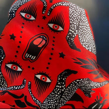 Load image into Gallery viewer, Silk Scarf- Psycho Cat Fire - Good Judy (.com)