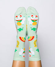 Load image into Gallery viewer, Women's- Lucky Cat & Clover Crew Socks - Good Judy (.com)