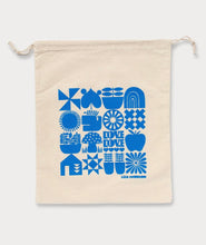 Load image into Gallery viewer, Large Cotton Drawstring Pouch - Blue Grid
