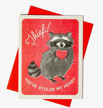 Load image into Gallery viewer, Thief! Raccoon- Risograph Card
