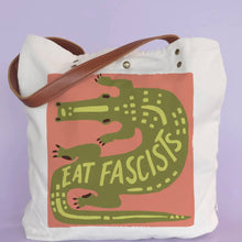 Load image into Gallery viewer, Canvas Tote Bag with Vegan Leather Handle | Eat Fascists
