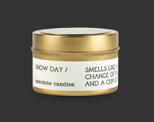 Load image into Gallery viewer, Snow Day (Brown Sugar &amp; Sandalwood) Travel Tin Candle
