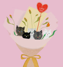 Load image into Gallery viewer, Cat Bouquet-Love Card
