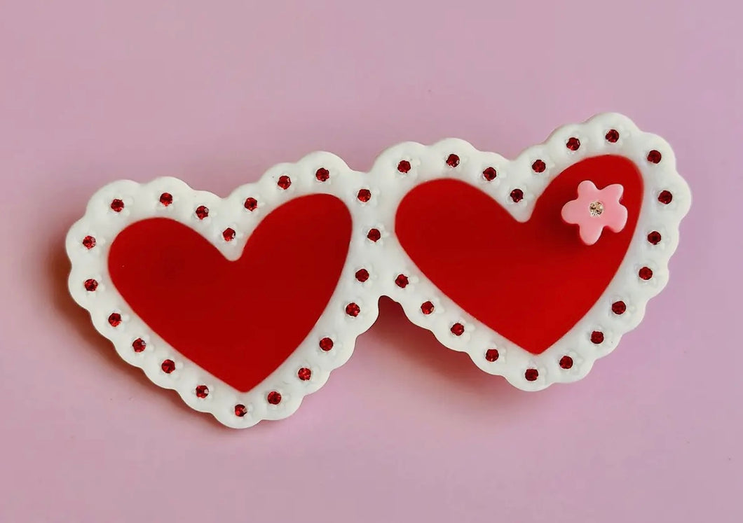 Valentines Laced Hearts - Hair Clip