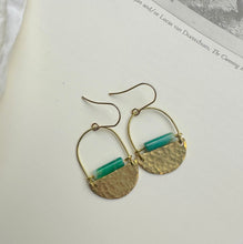 Load image into Gallery viewer, Mini Drop Earrings - Green Striped Agate
