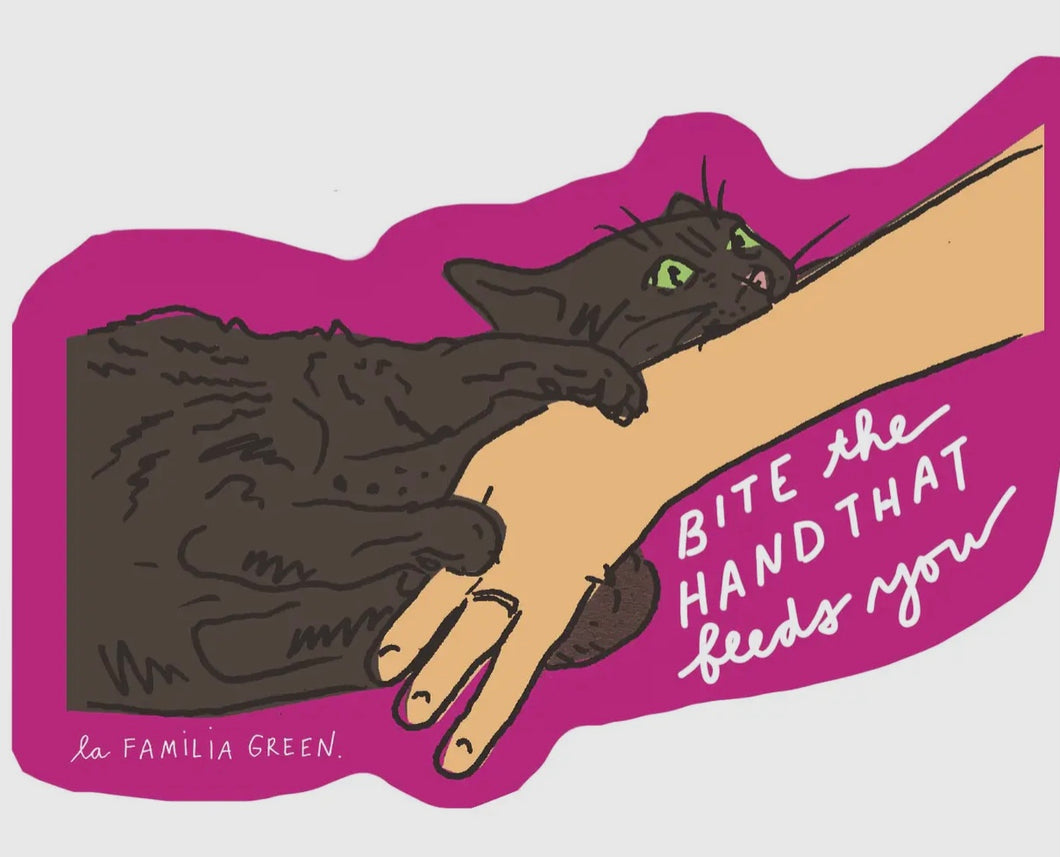 Bite the hand- sticker