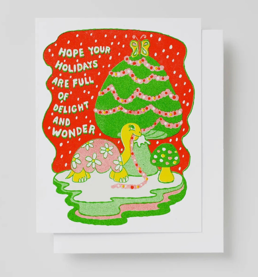 Holiday Delight + Wonder Risograph Card - Christmas Tortoise