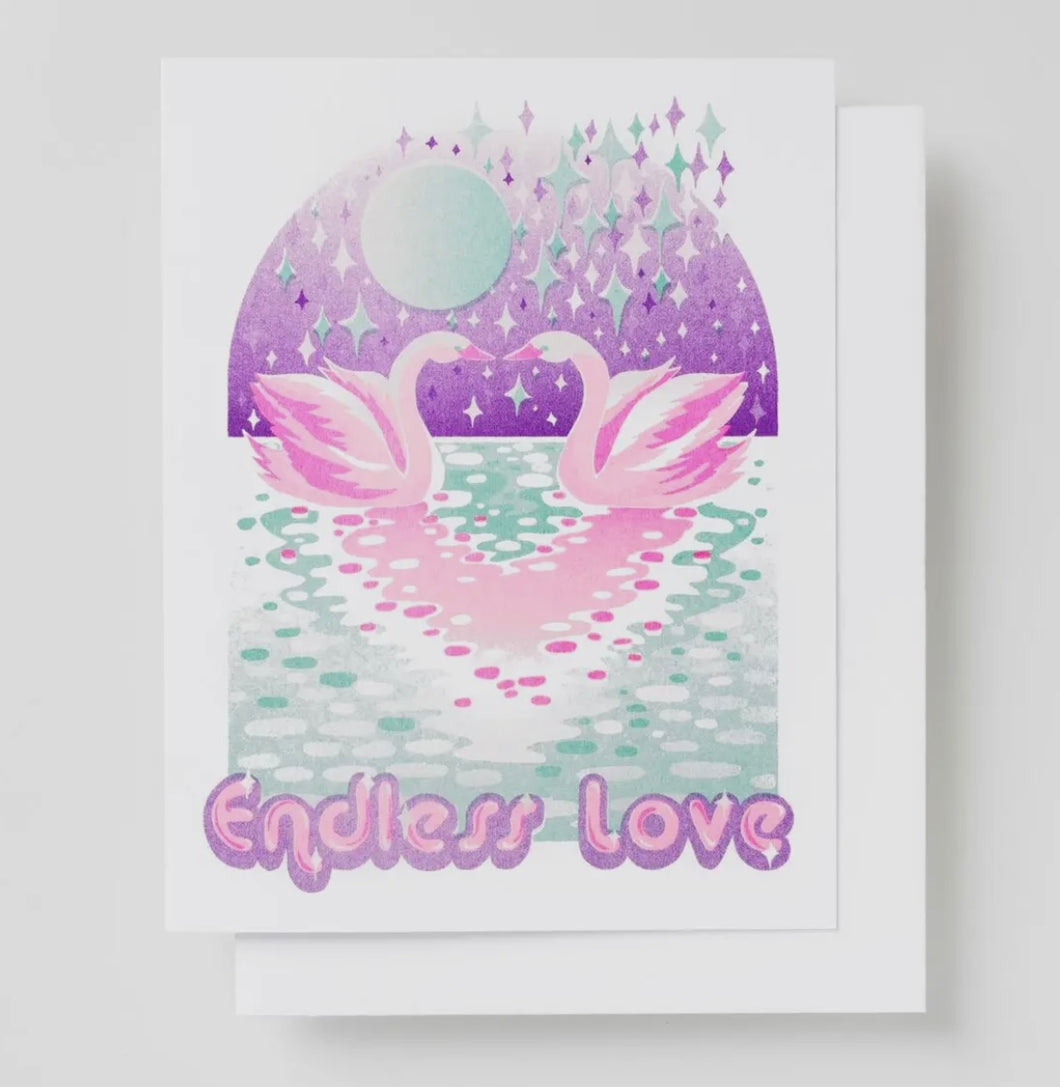 Endless Love Swans - Love & Anniversary Risograph Card