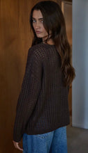 Load image into Gallery viewer, Knit Sweater See Through Long Sleeve Pullover Top- Dark Mocha
