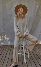 Load image into Gallery viewer, Sweater Knit Crochet Round Neck Long Sleeve Top- Natural
