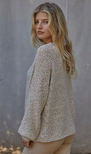 Load image into Gallery viewer, Sweater Knit Crochet Round Neck Long Sleeve Top- Natural
