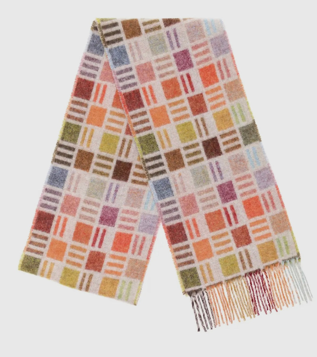 Merino Lambswool Scarf- Ribbon Beige Multi