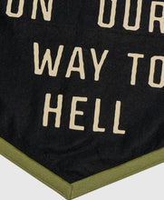 Load image into Gallery viewer, Holding Hands On Our Way To Hell Camp Flag • John Moreland X Oxford Pennant
