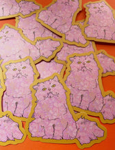 Load image into Gallery viewer, Pink Floral Cat-Weatherproof Sticker
