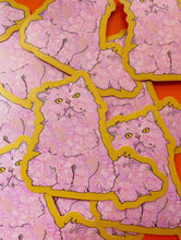 Load image into Gallery viewer, Pink Floral Cat-Weatherproof Sticker
