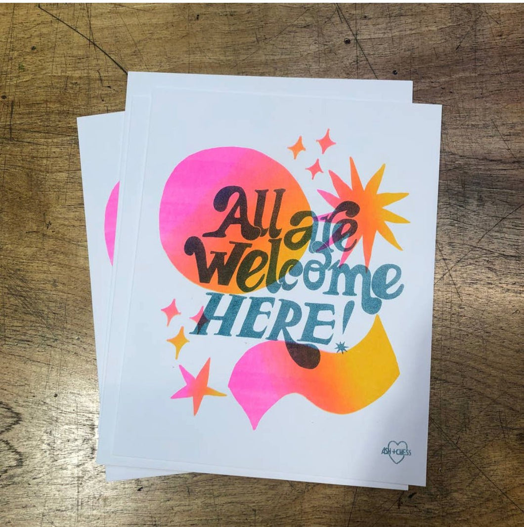 All Are Welcome Here- Risograph Art Print - Good Judy (.com)