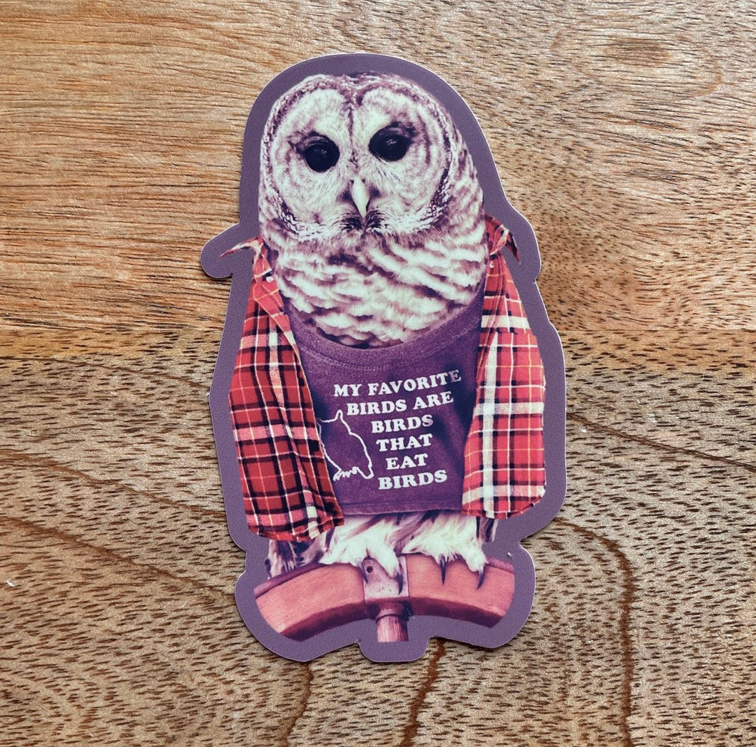 Barred Owl- funny bird sticker - Good Judy (.com)
