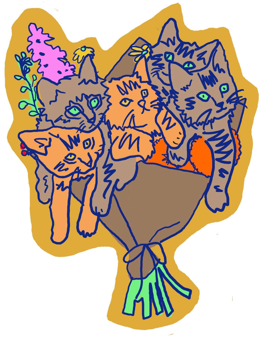 Cat Bouquet- Sticker - Good Judy (.com)